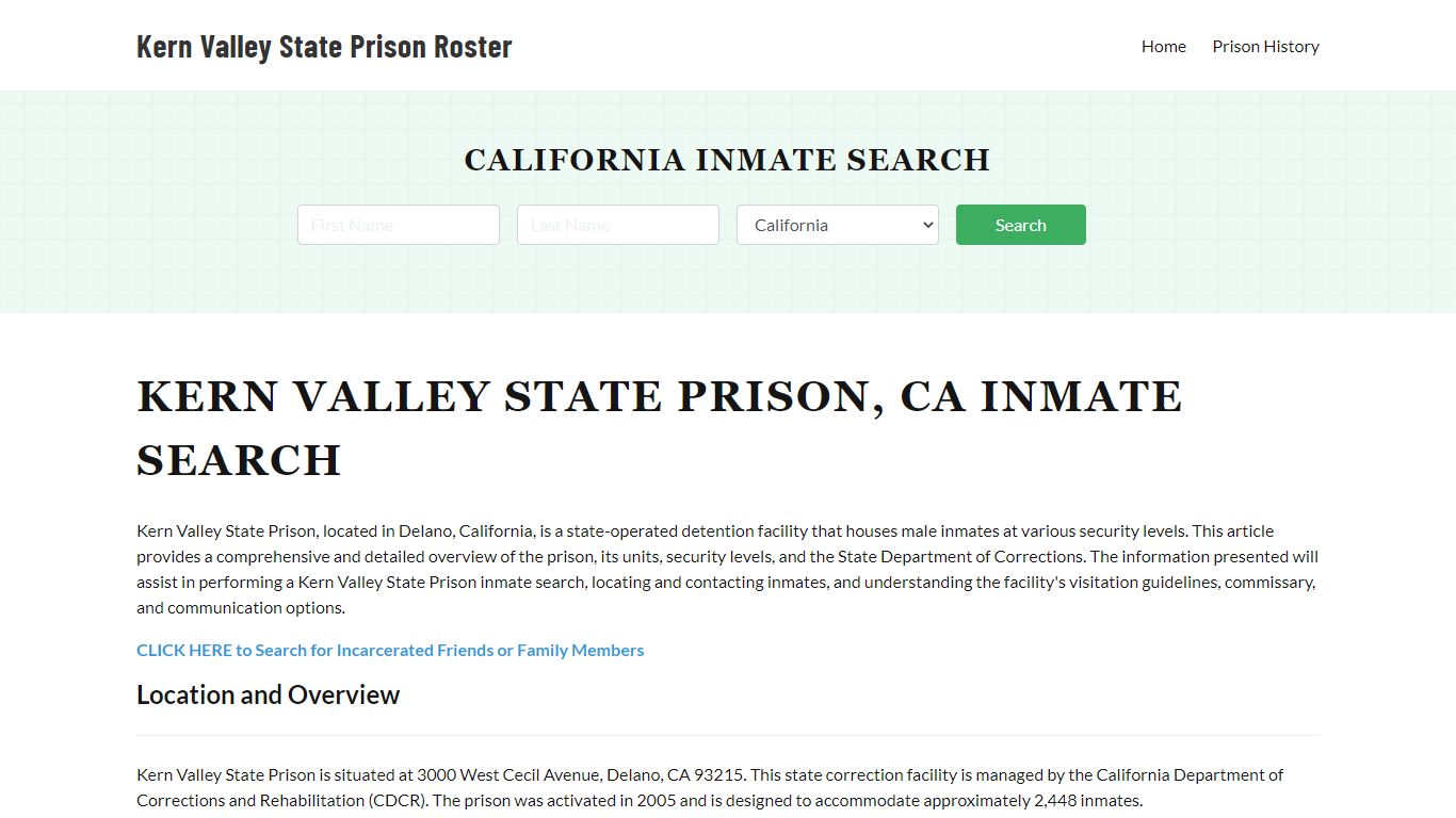Kern Valley State Prison, CA Inmate Lookup, Prison Roster, FAQ