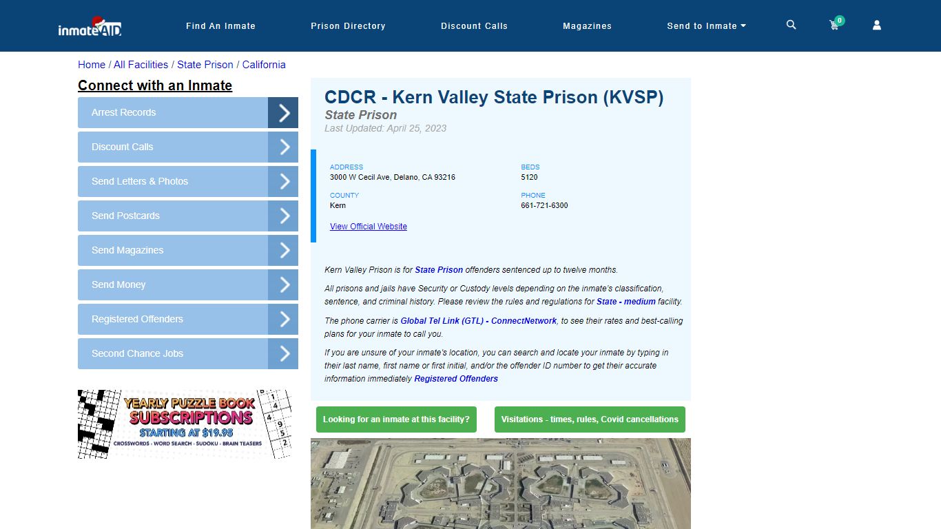 CDCR - Kern Valley State Prison (KVSP) - InmateAid